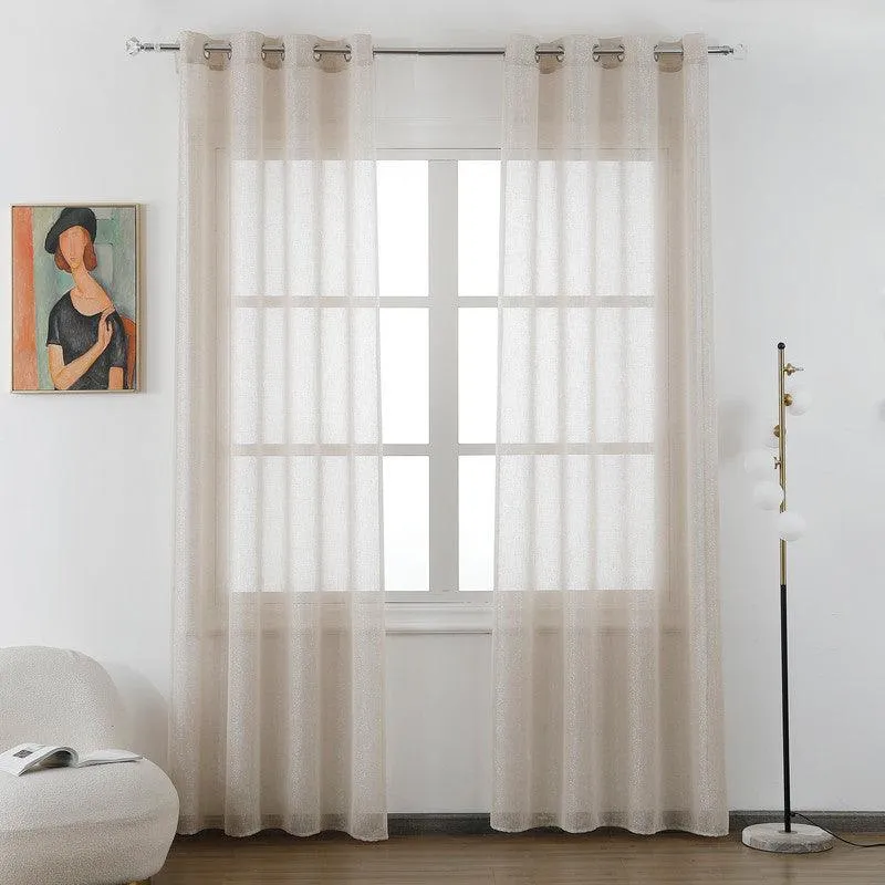 Cortina de linho com fios de prata entrelaçados 140*260cm-Individual | Resistente al Viento |