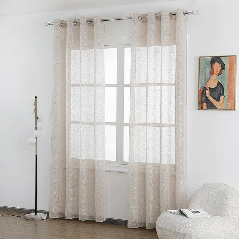 Cortina de linho com fios de prata entrelaçados 140*260cm-Individual | Resistente al Viento |