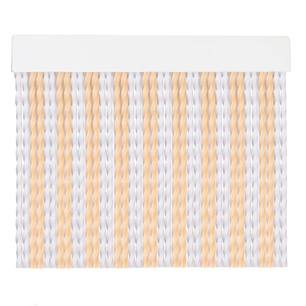 Cortinas para Interior o Exterior Cordón PVC de 90x210cm- Blanco+Vainilla C2 Medidas 2x3 metros