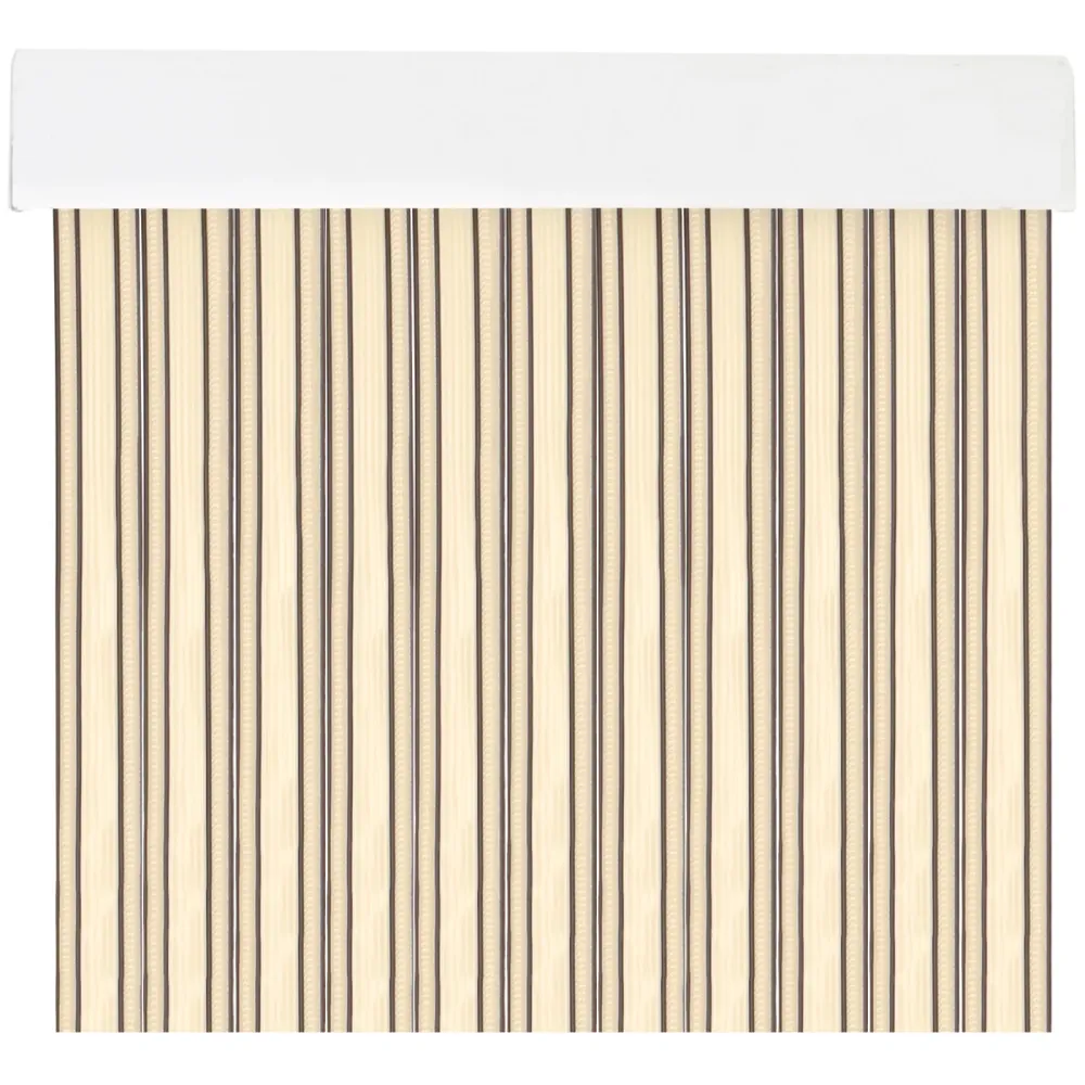 Cortinas para Interior o Exterior Modelo Kalia, PVC de 90x210cm- Crema+Filo Marrón K2 | Resistente al Viento |