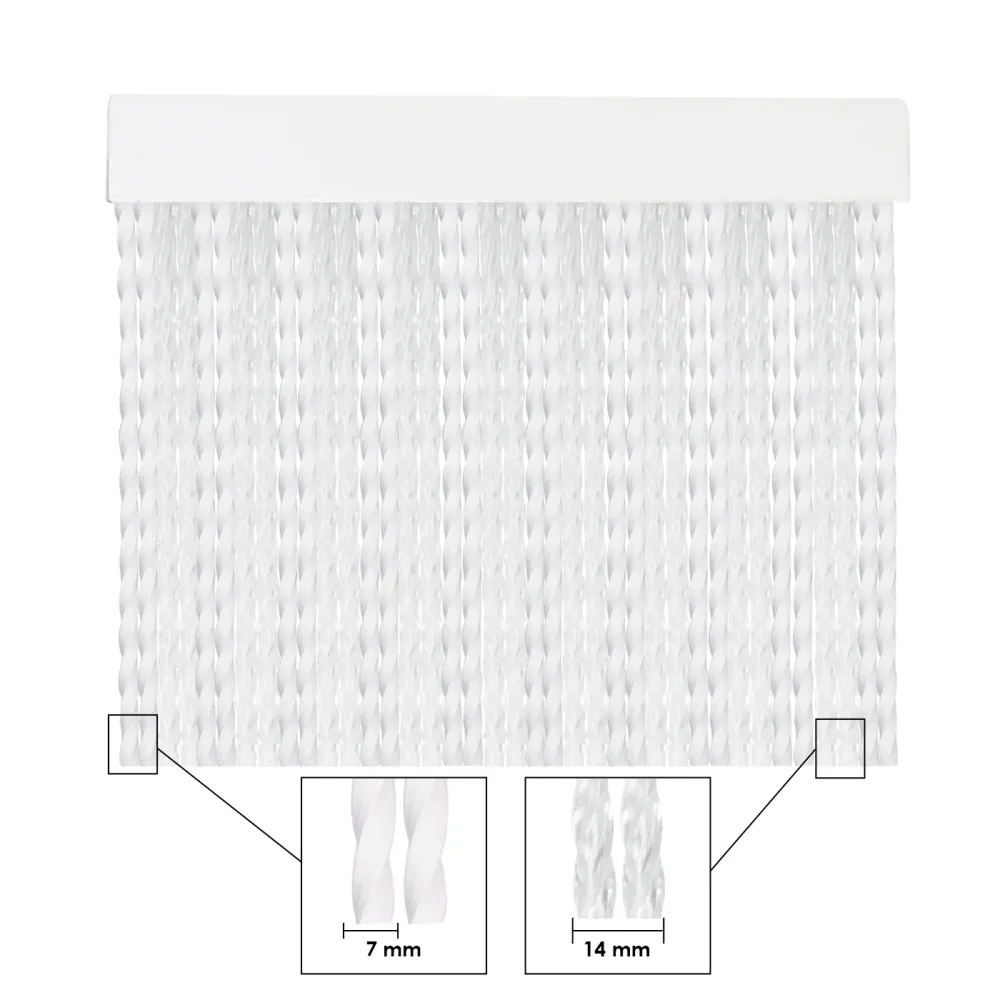 Premium Impermeable Cortinas para Interior o Exterior Cordón PVC de 90x210cm- Blanco+Transparente C1