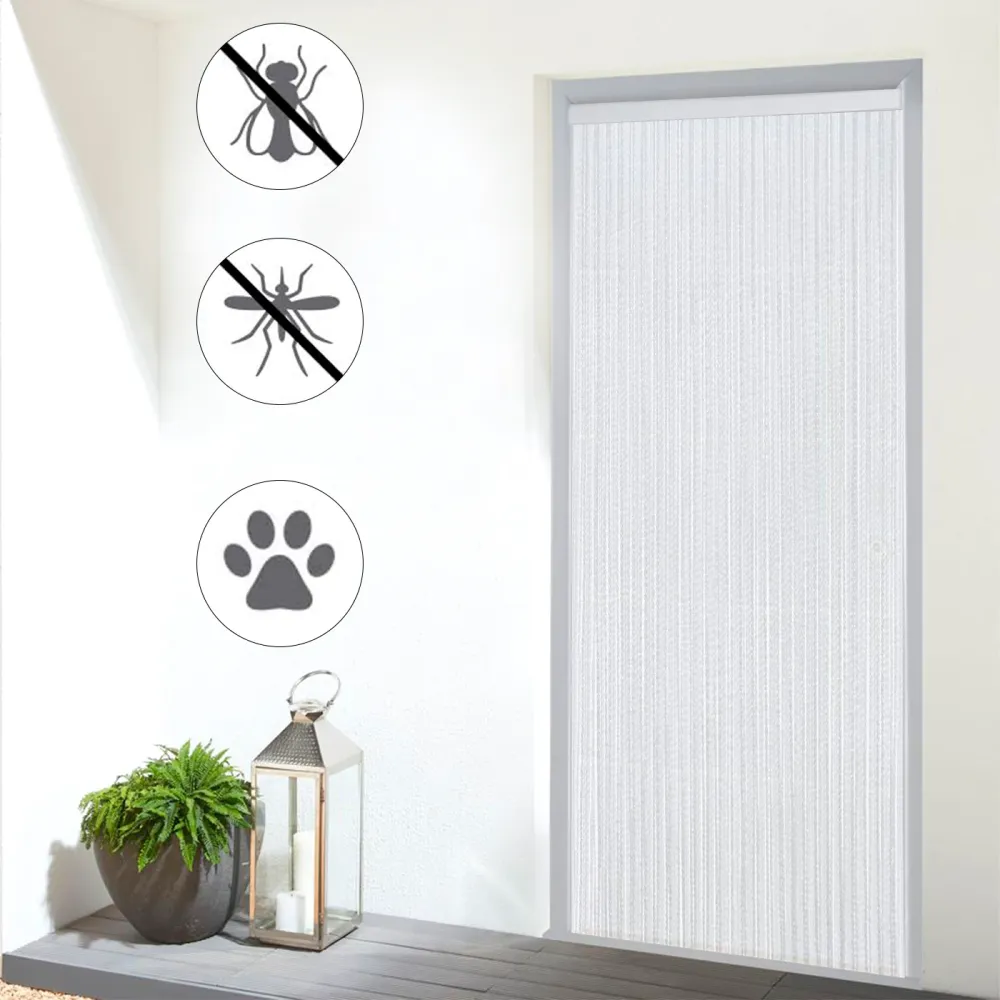 Premium Impermeable Cortinas para Interior o Exterior Cordón PVC de 90x210cm- Blanco+Transparente C1