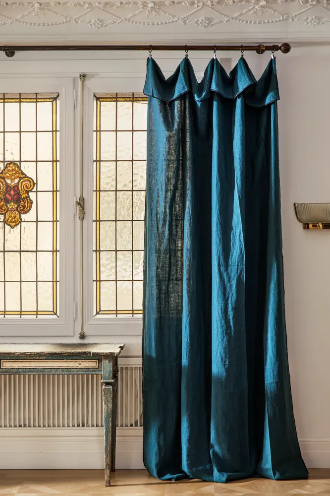 Tela Técnica UV Cortinas de Lino azul y vivo negro