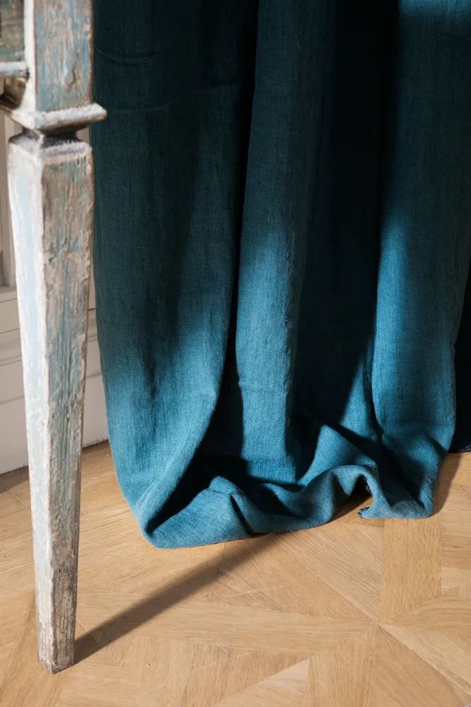 Tela Técnica UV Cortinas de Lino azul y vivo negro