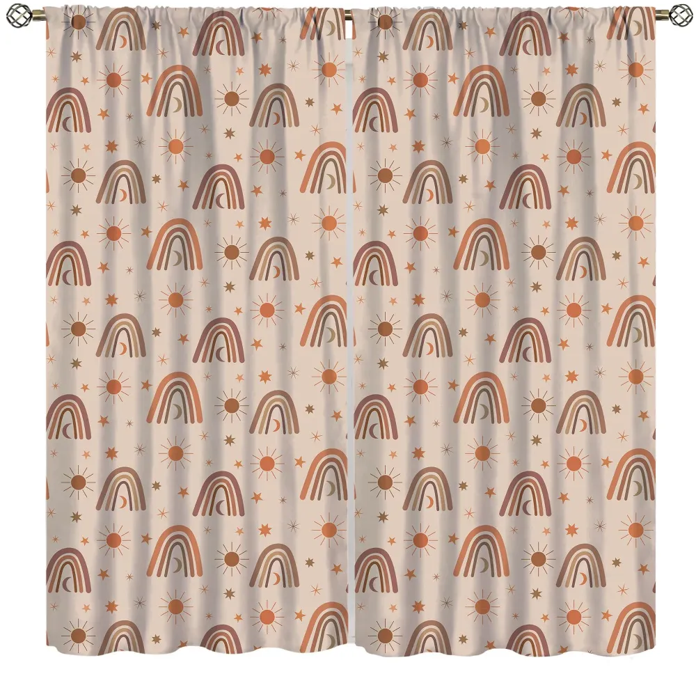 Tela Técnica UV Cortinas opacas bohemias con diseño de arco iris para habitación