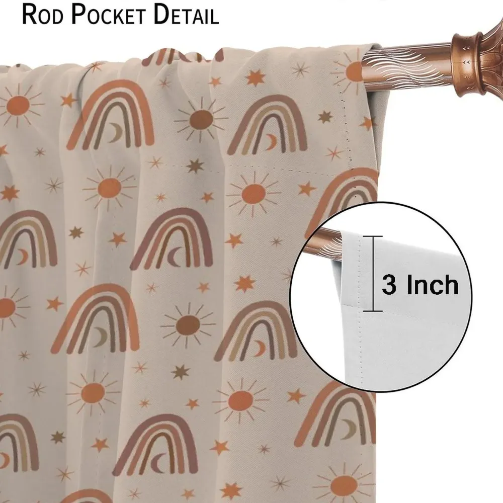 Tela Técnica UV Cortinas opacas bohemias con diseño de arco iris para habitación