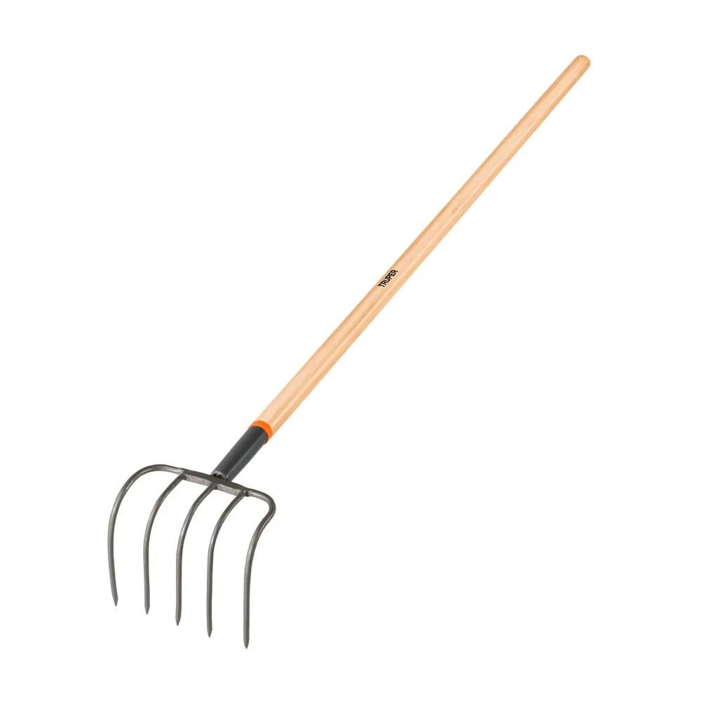 Azada de Mango Corto Cultivador Forjado Para Jardín 5 Dientes, Mango de 60', Truper 101543