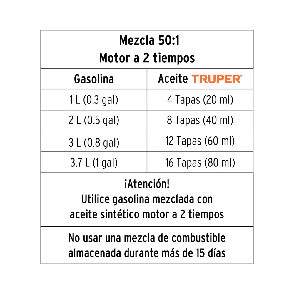 Azada de Mango Corto Motosierra 50 cc gasolina con barra de 18', Truper