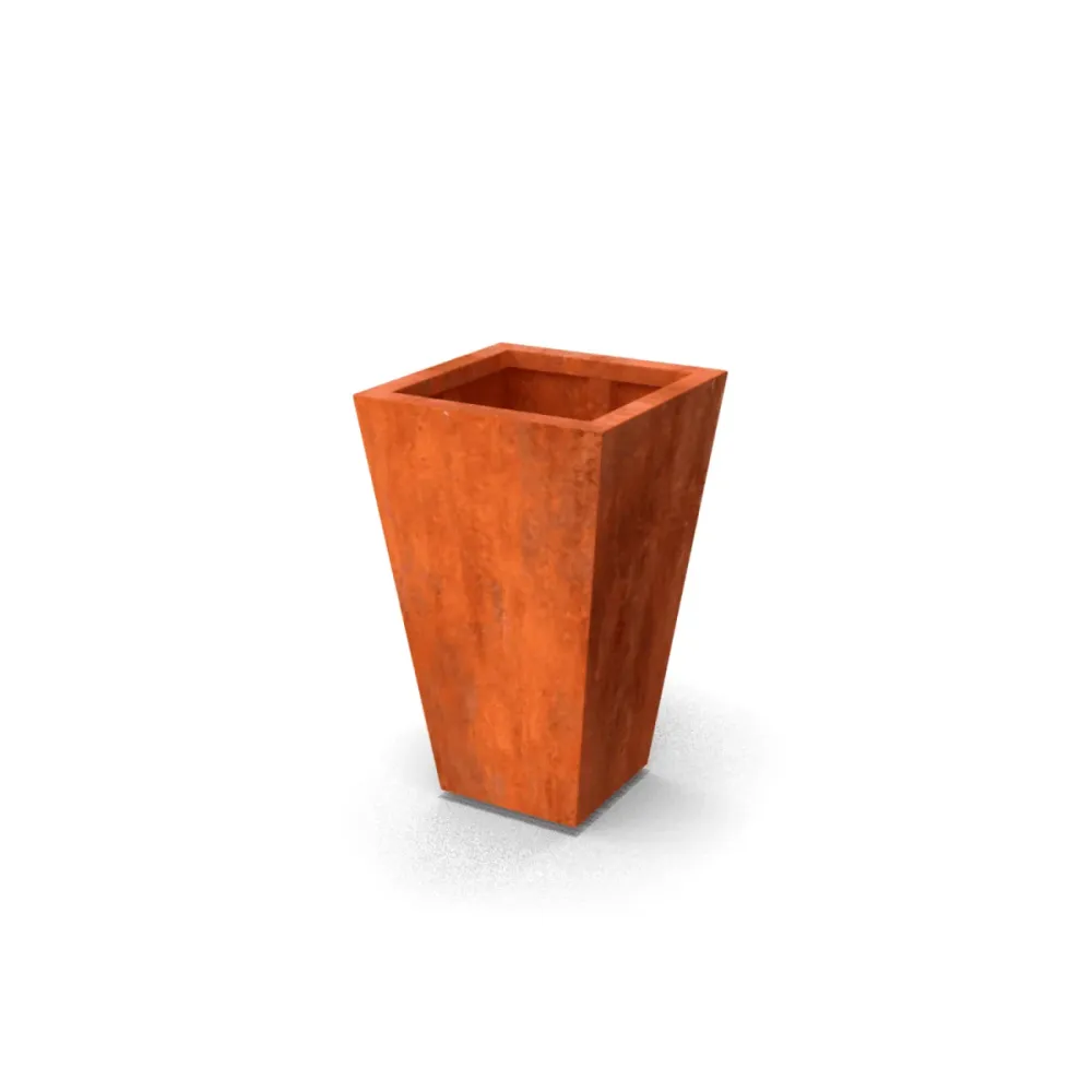 Geroba Vaso macetero acero corten 50x50x80cm 23kg de Mango de Fresno