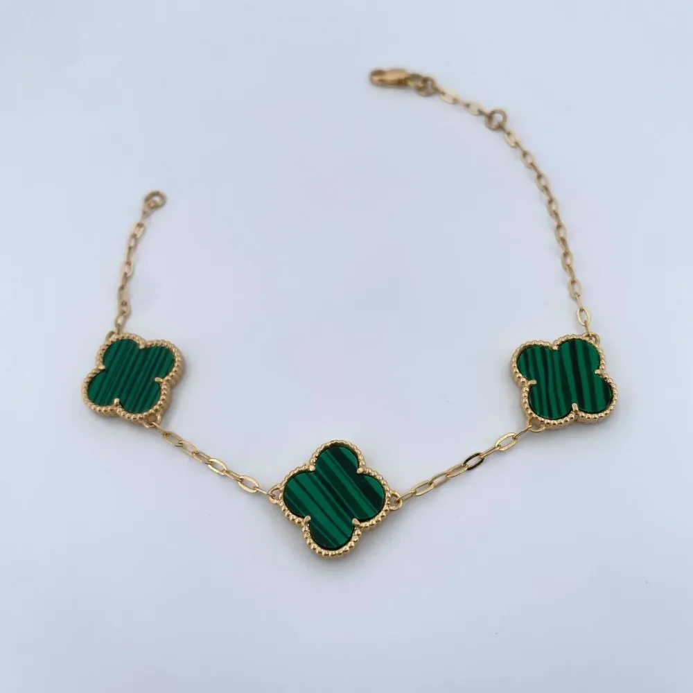 Pulso Trebol Aro Seguido 6.05gr / 19cm / 1.7mm Malaquitra Verde Oro Amarillo Nac.Esp. 18K & para Bonsáis y Plantas Pequeñas