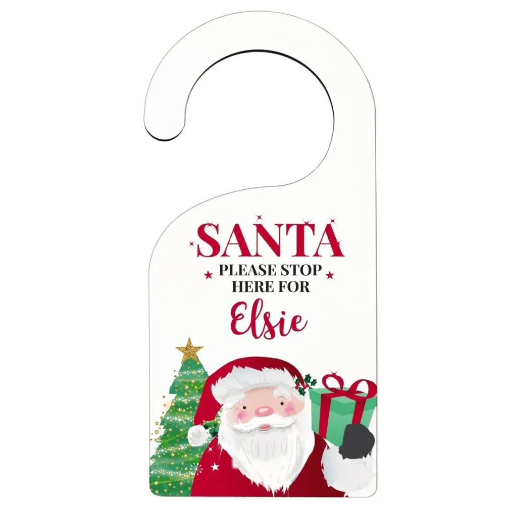 Colgador de puerta personalizado Santa Stop Here Personalised Memento
