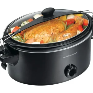 Olla de cocción lenta de metal negro de 6 qt Stay or Go de Hamilton Beach