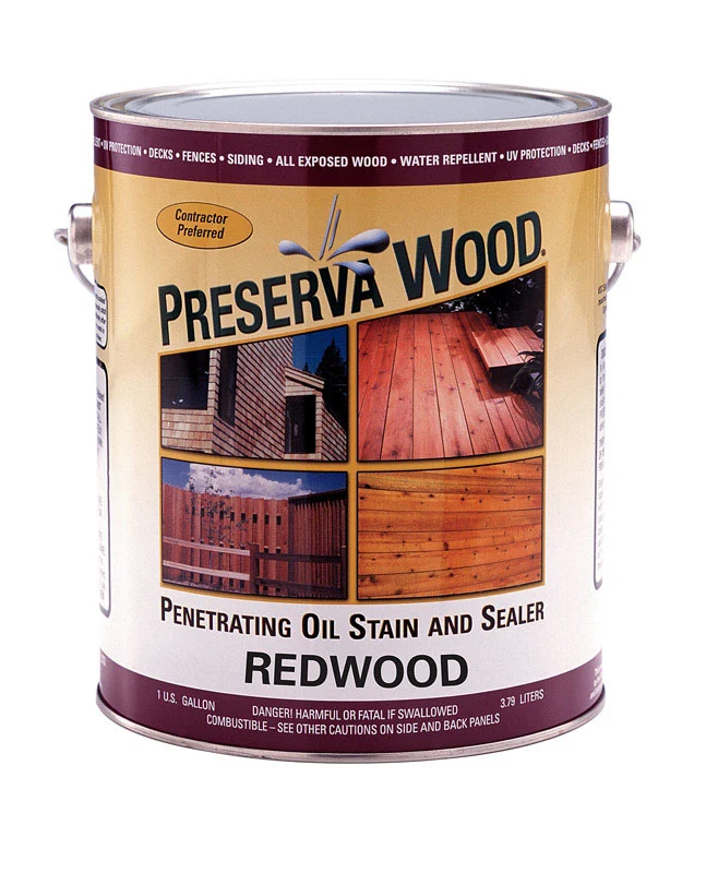 Tinte y sellador base de aceite de secuoya transparente y mate Preserva Wood, 1 galón (paquete de 4)