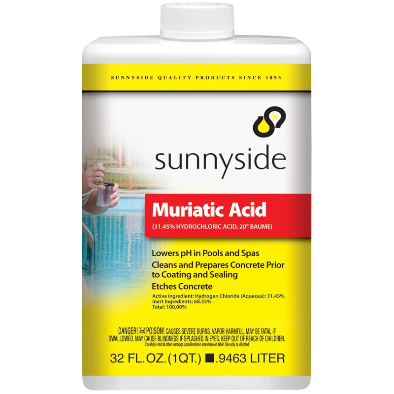 Ácido muriático Sunnyside, líquido de 32 oz (paquete de 12)