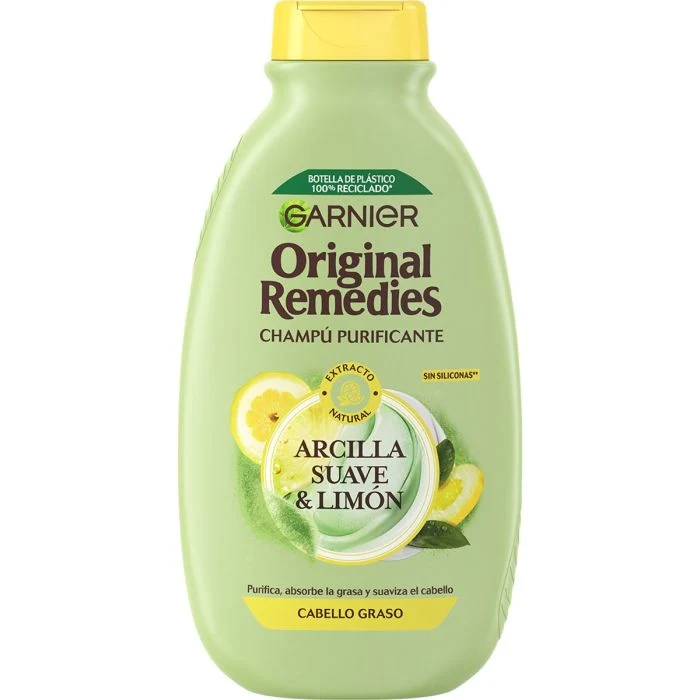 Champú de Arcilla y Limón para Cabello Graso - Genuino Remedies 400ml - Garnier