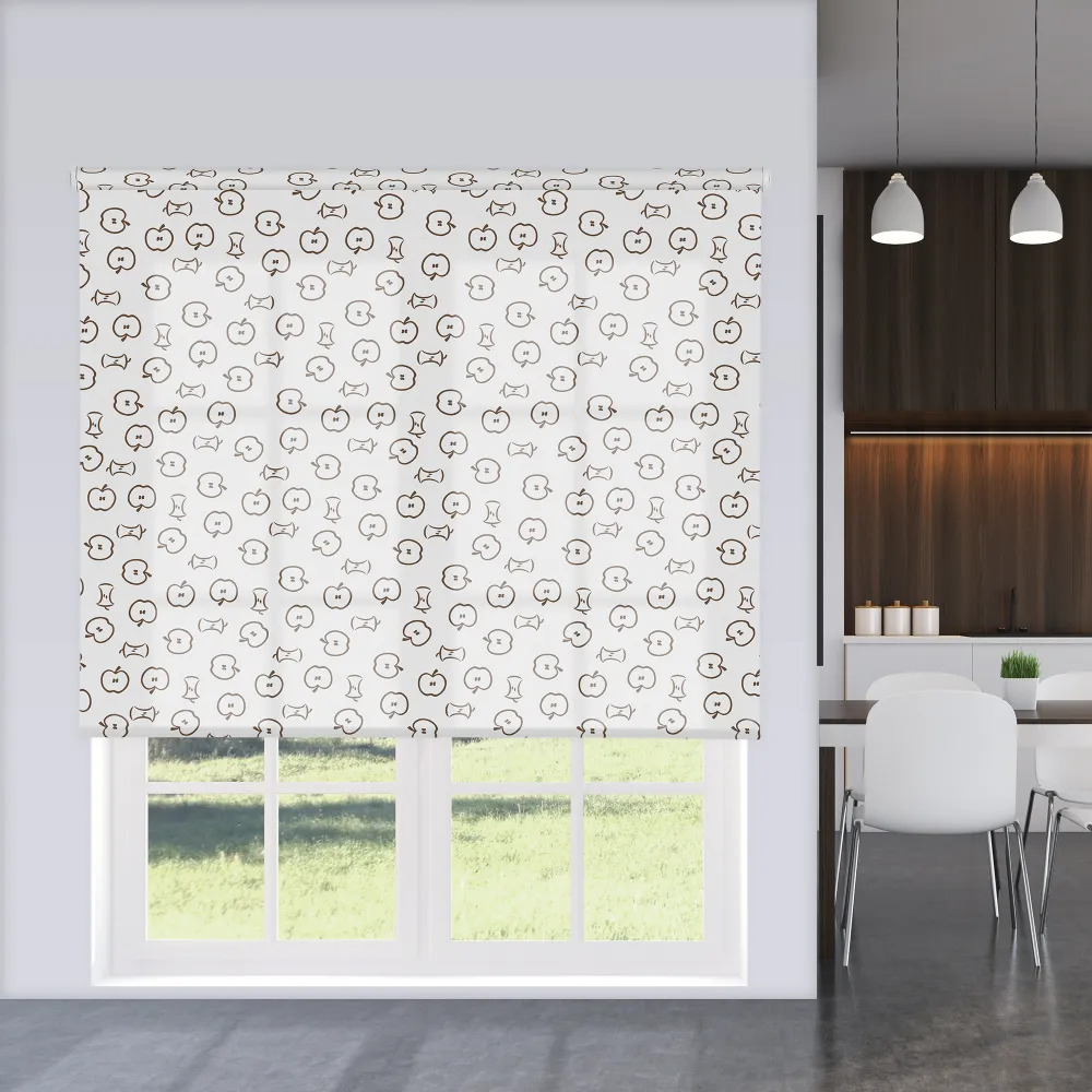 Estor enrollable estampado jazz blanco y marrón 90 x 250cm
