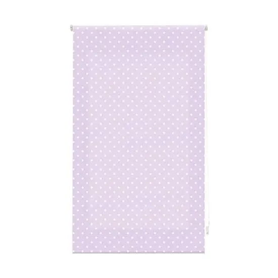 Estor enrollable exclusivo 120x250 morado con motas blancas