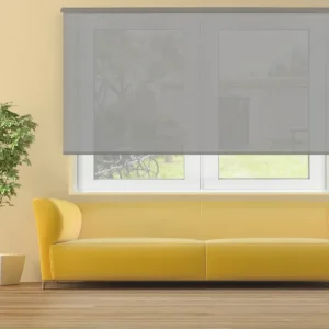 Estor enrollable traslúcido de algodón gris 120 x 250cm