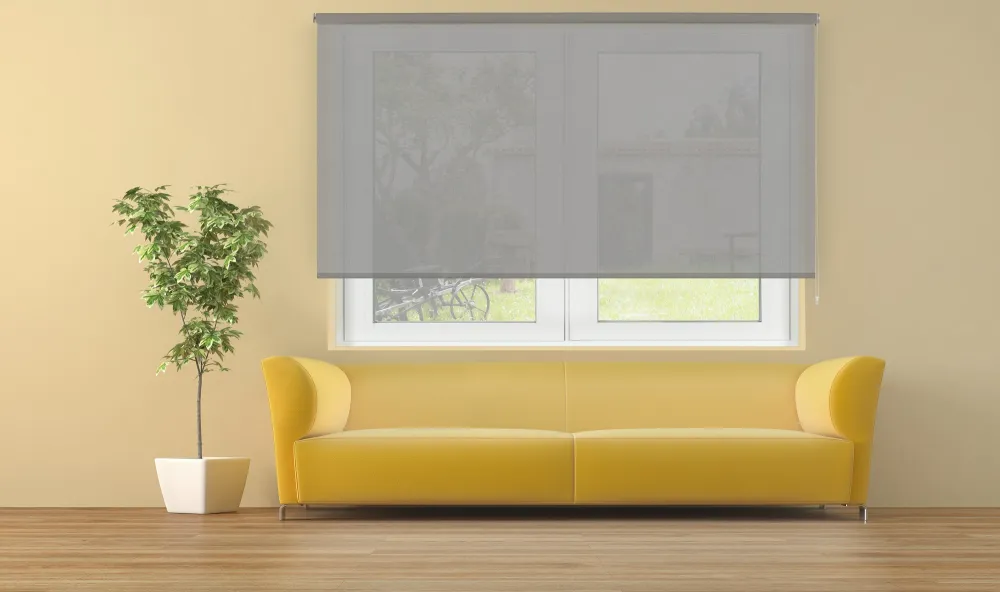 Estor enrollable traslúcido algodón puro gris 90 x 250cm
