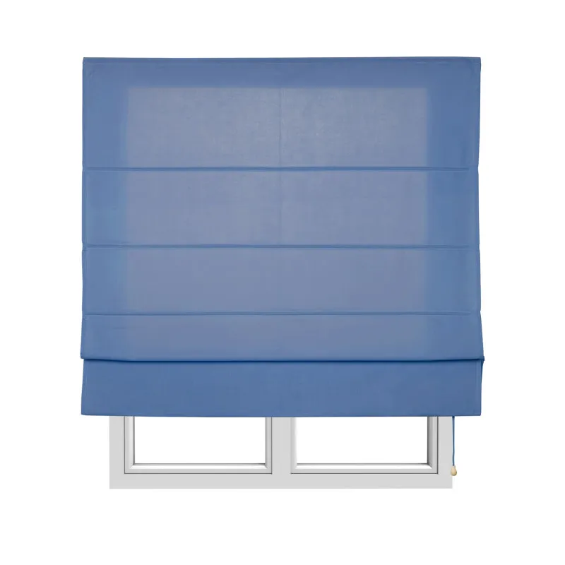 Estor plegable con varillas, estor textil traslúcido azul, 75 x 175cm