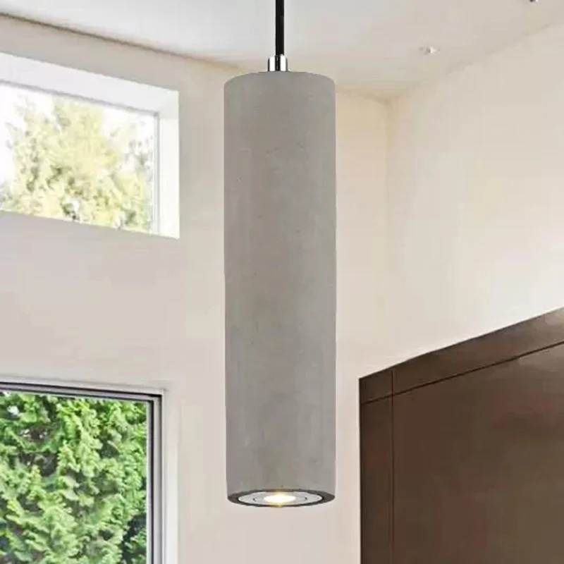 Hangende hanglamp van 10"/19,5" Scandinavische stijl Cement 1 lichtgrijs hangend plafondlicht warm/wit licht