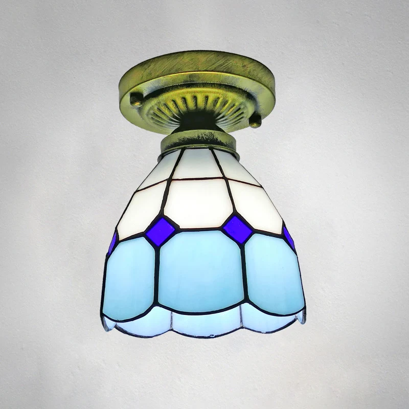 1�� Lampada da soffitto semi-incasso vetro grigliato con paralume classico campana