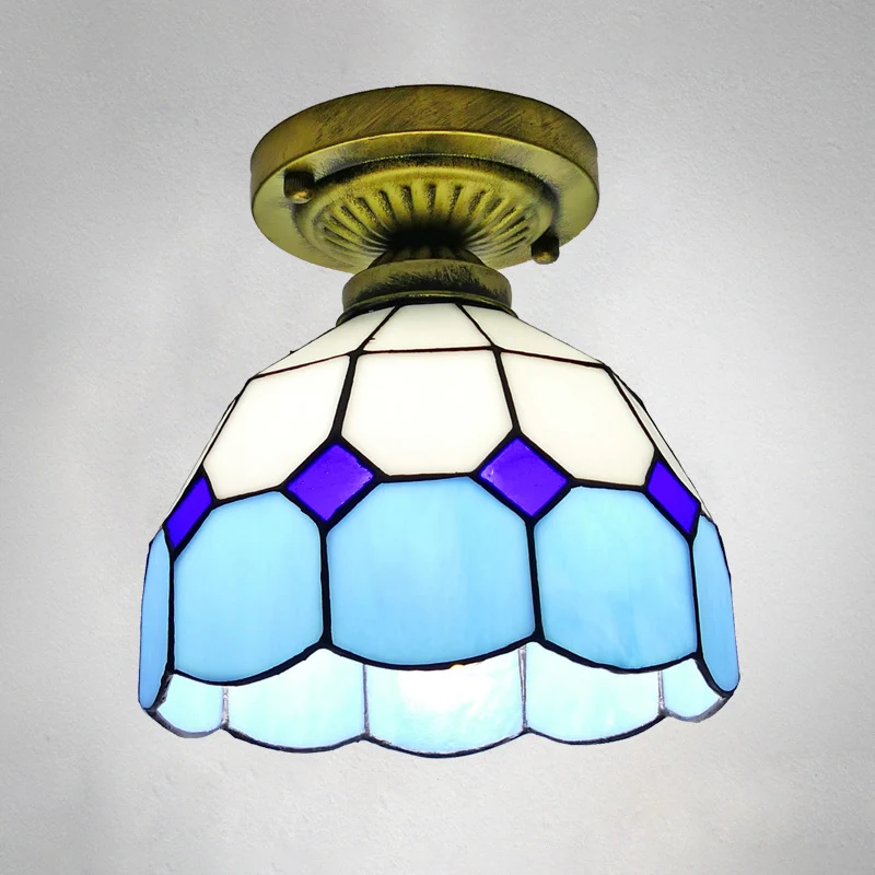 1�� Lampada da soffitto semi-incasso vetro grigliato con paralume classico campana
