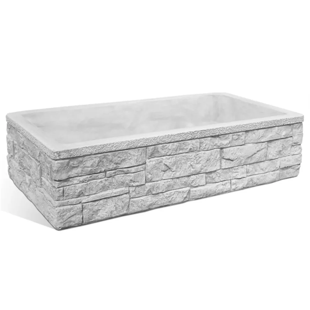Lavello da esterno cemento grigio effetto mattoncini cm 100x52x20h cm modello Sicily