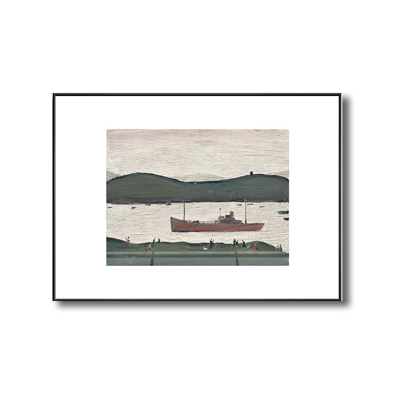 Lona groene muur decor moderne stijl kust berglandschap kunst, meerdere maten
