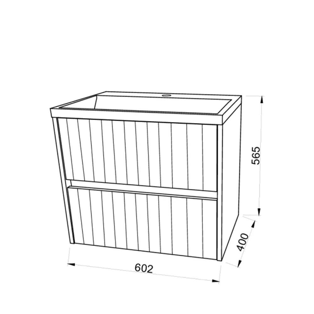 Mobile bagno cannettato ad installazione sospesa con lavabo cm 60 colore grigio antico - Cubi&Co Collezione Puro