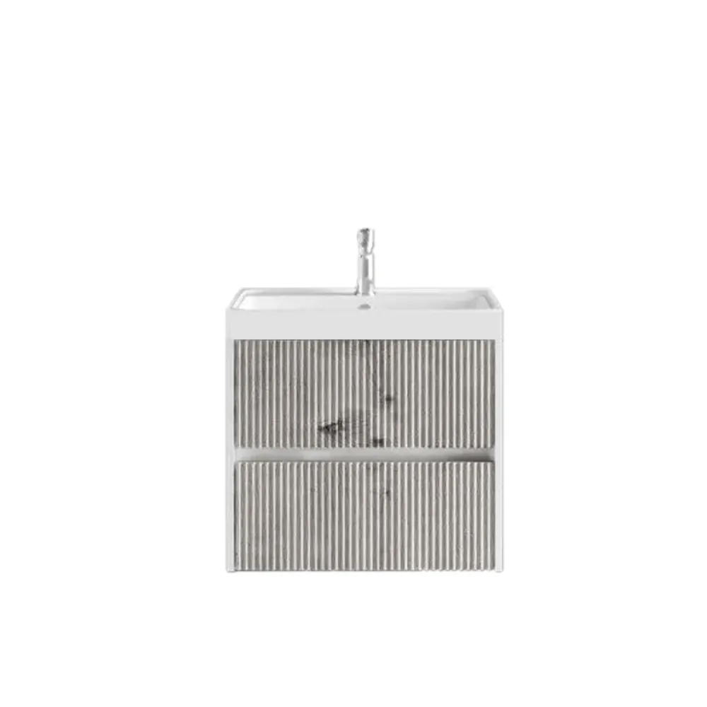 Mobile bagno cannettato ad installazione sospesa con lavabo cm 60 colore grigio antico - Cubi&Co Collezione Puro