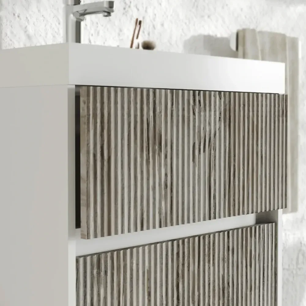 Mobile bagno cannettato ad installazione sospesa con lavabo cm 60 colore grigio antico - Cubi&Co Collezione Puro