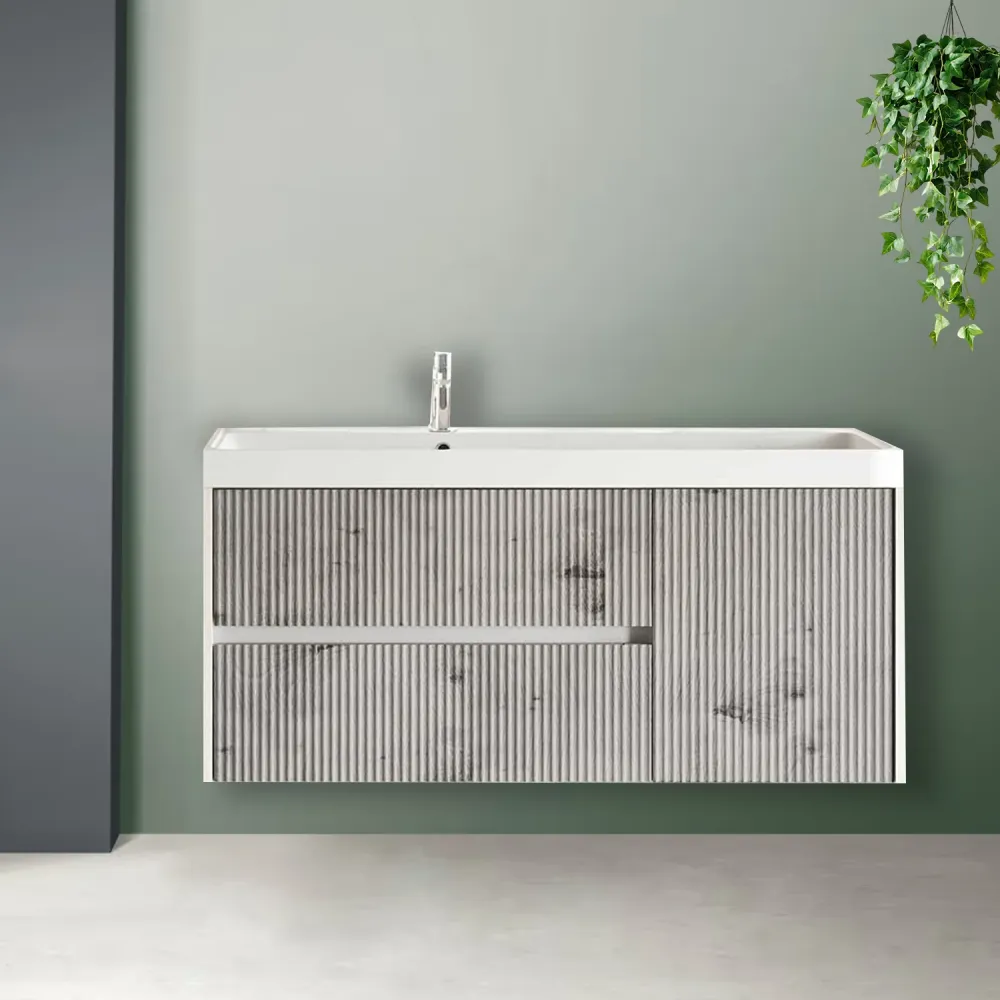 Mobile bagno cannettato ad installazione sospesa con lavabo cm 120 colore grigio antico - Cubi&Co Collezione Íntegro