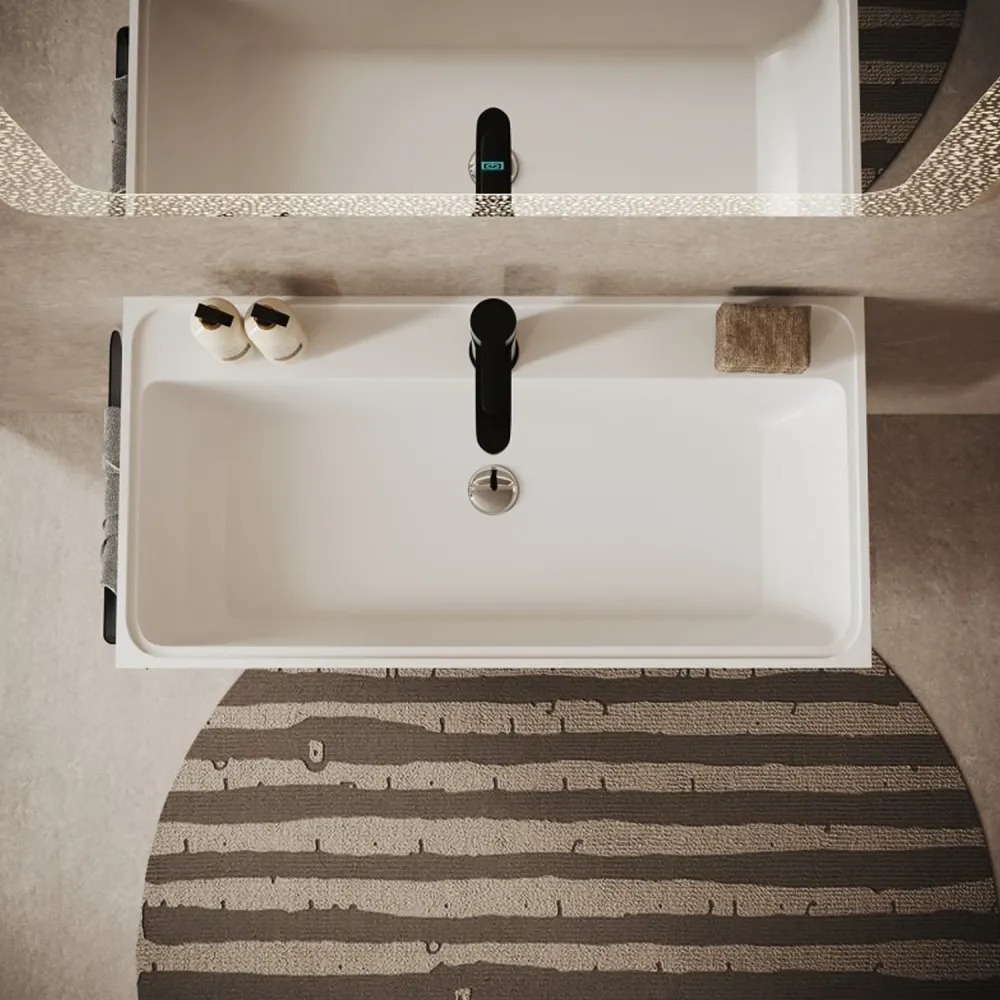 Mobile bagno cannettato ad installazione sospesa con lavabo cm 80 colore grigio antico - Cubi&Co Collezione Puro