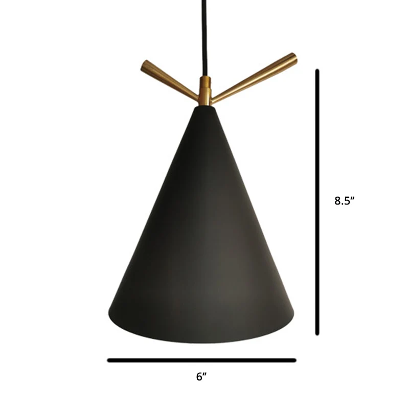 Suspension conique nordique en métal à 1 ampoule pour salle à manger, plafonnier avec décoration en bois de cerf