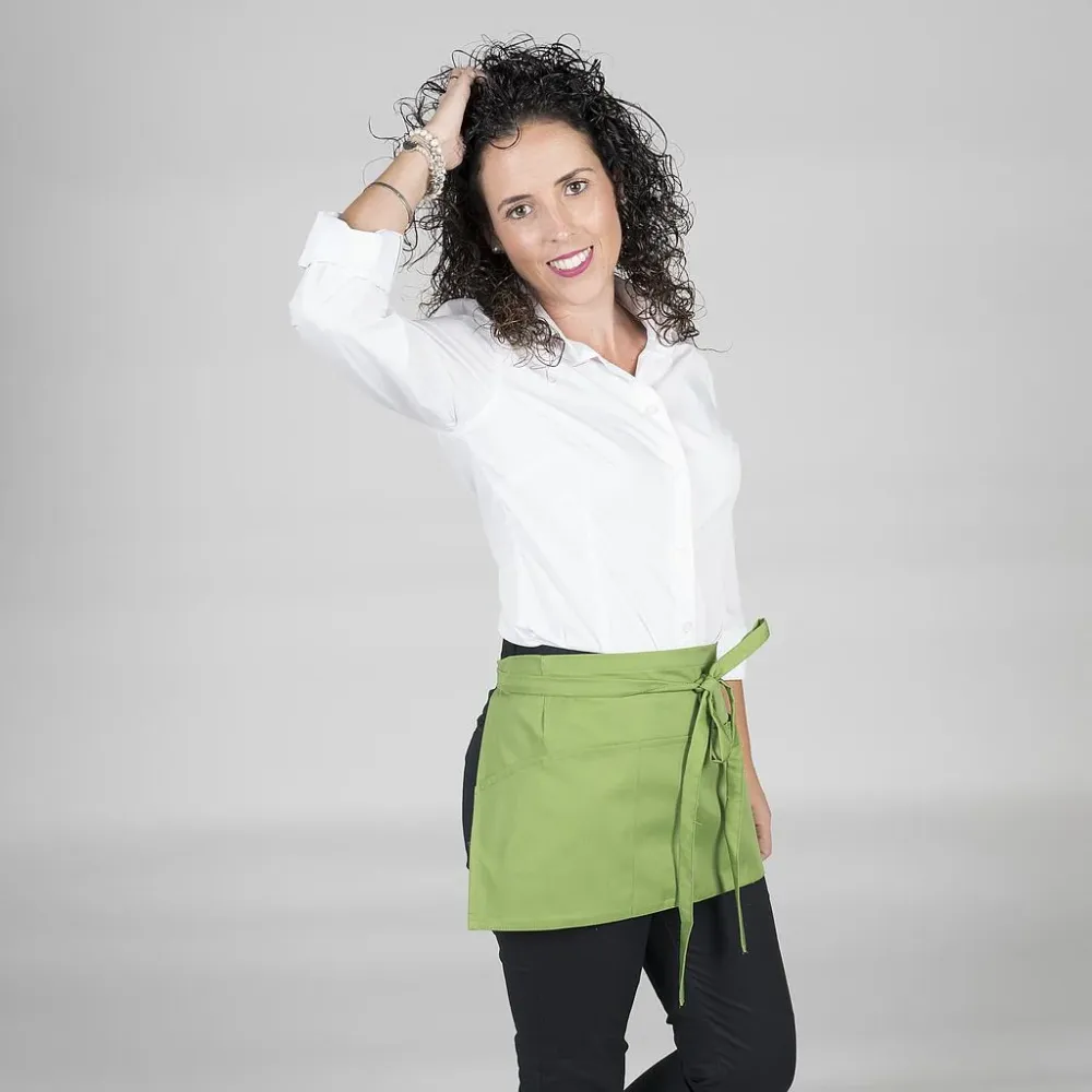 120000-121 - DELANTAL SIN PETO LIMITADO BOLSILLO 30X60 CM VERDE OLIVA
