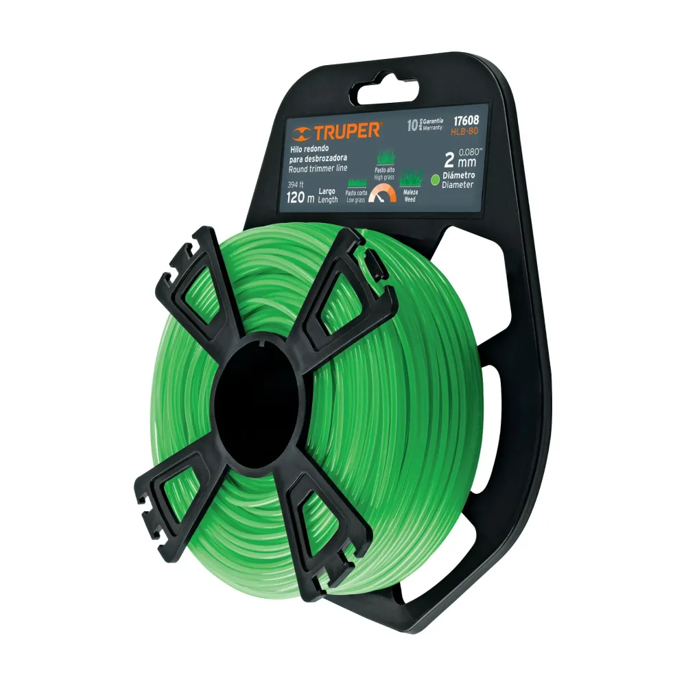 Cortabordes Manual Hilo redondo para desbrozadora, 120 m duradero ,2 mm, blister