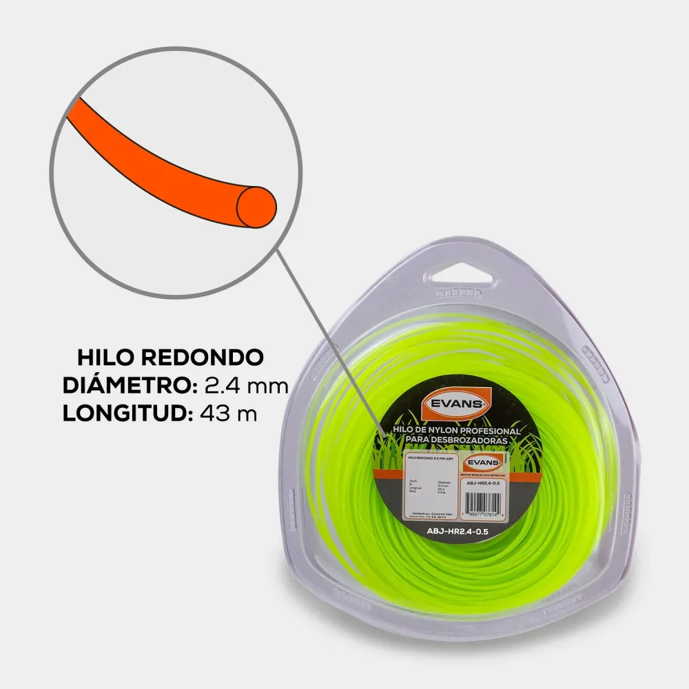 HILO DESBROZADORA 2.4MM 43M - ABJ-HR2.4-0.5 Compatible con Múltiples Cabezales