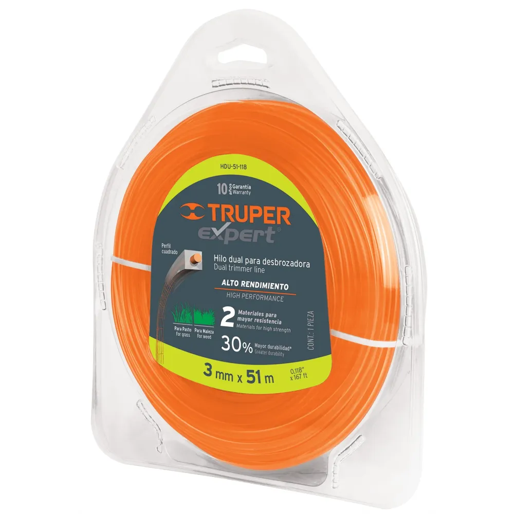HILO PARA DESBROZADORA DOBLE, EN BLISTER, 15 M, 0.065"