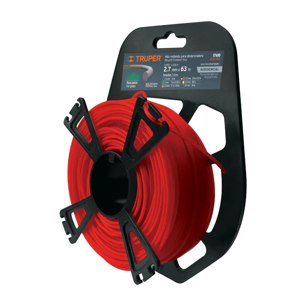 Hilo redondo para desbrozadora, 63 m alargado, 2.7 mm, blister