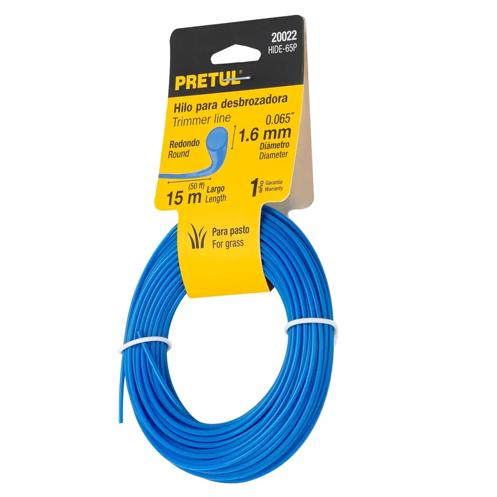 Hilo redondo para desbrozadora, 15 m, 1.6 mm, Pretul con Empuñadura Ajustable