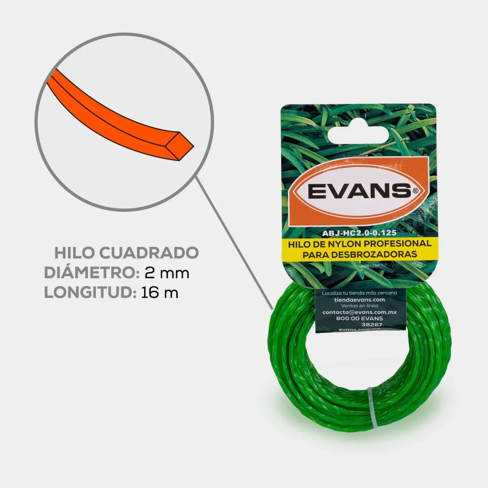Máquina para Bordes HILO CUADRADO DESBROZADORA 2MM 16M - ABJ-HC2.0-0.125