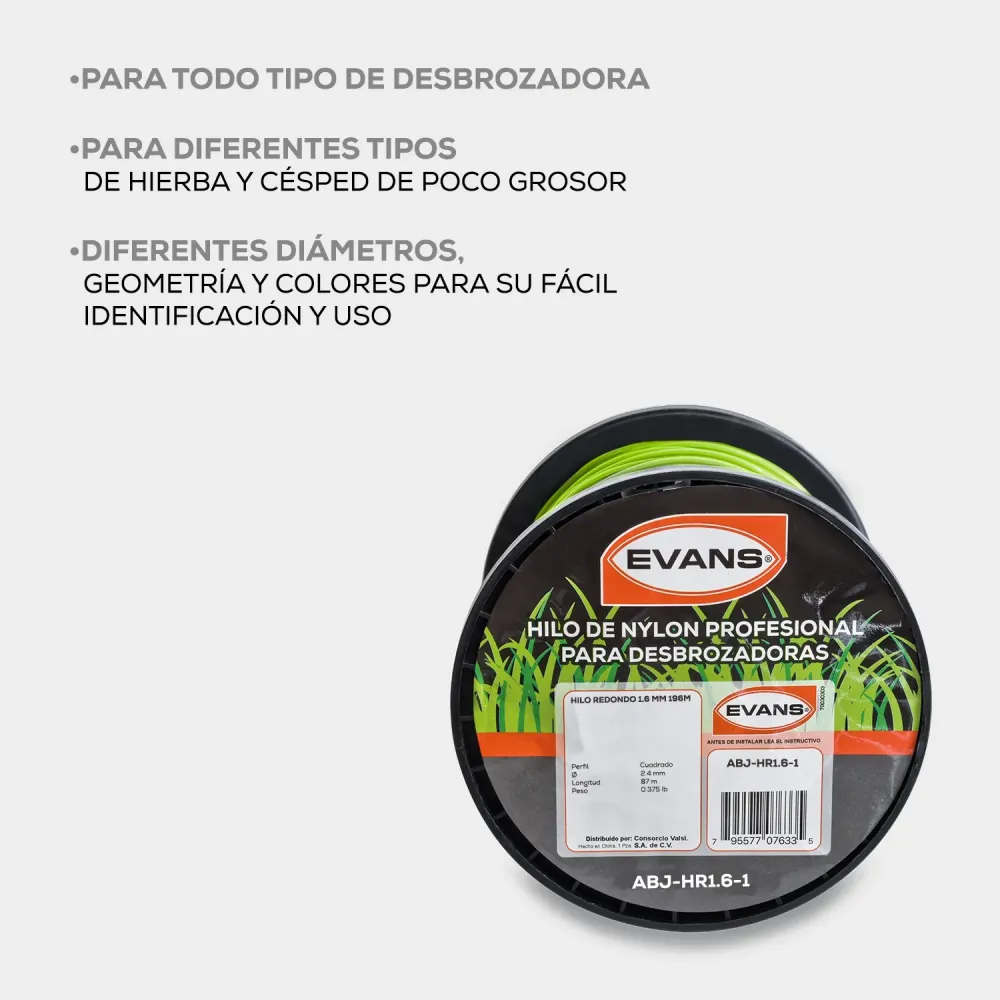 Máquina para Bordes HILO DESBROZADORA 1.6MM 196M - ABJ-HR1.6-1
