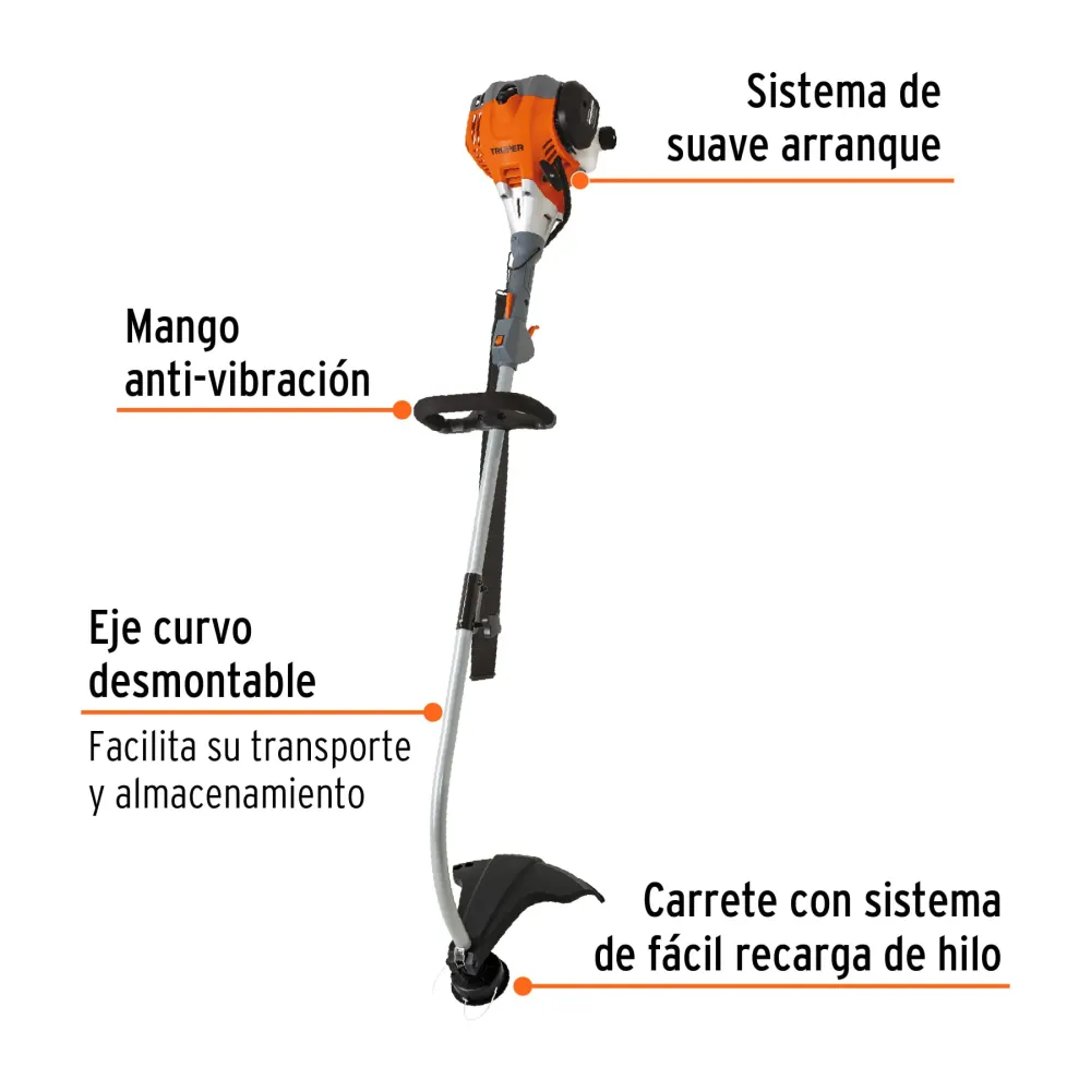 Resistente al Clima DESBROZADORA GASOLINA, 26CC,17", CURVA