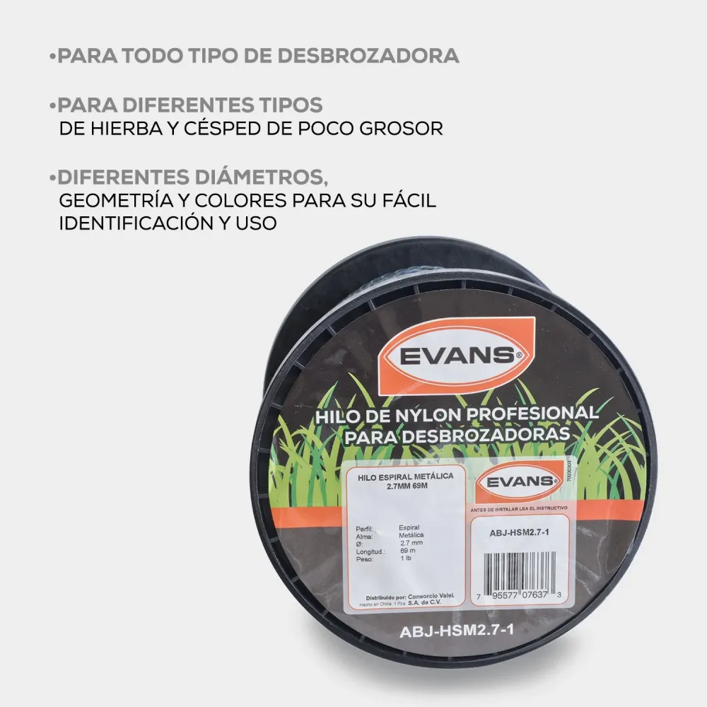 Resistente al Clima HILO CUADRADO REFORZADO DESBROZADORA 2.7MM 69M - ABJ-HSM2.7-1