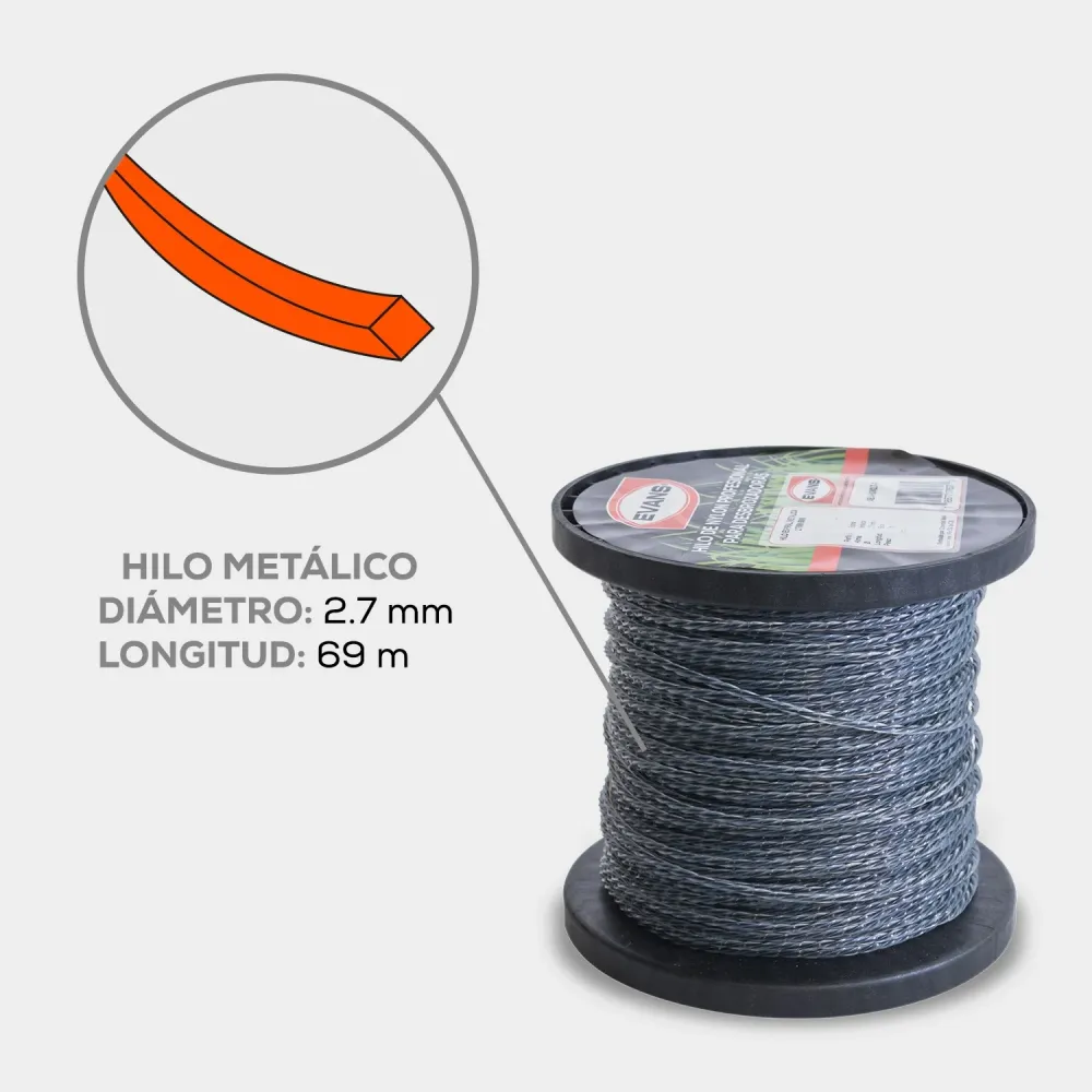 Resistente al Clima HILO CUADRADO REFORZADO DESBROZADORA 2.7MM 69M - ABJ-HSM2.7-1