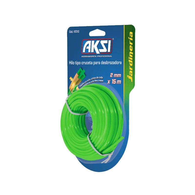 Resistente al Clima Hilo Desbrozadora Tipo Cruceta 2 mm x 15 metros