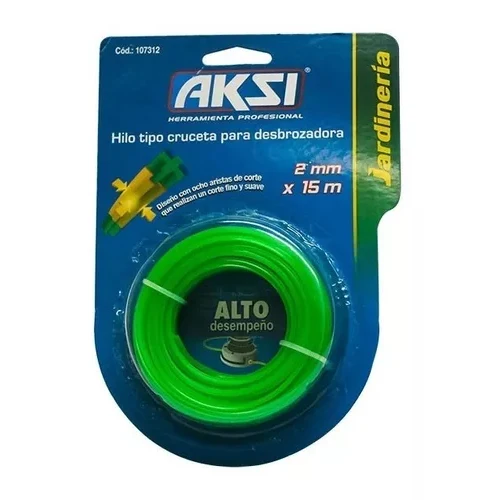 Resistente al Clima Hilo Desbrozadora Tipo Cruceta 2 mm x 15 metros
