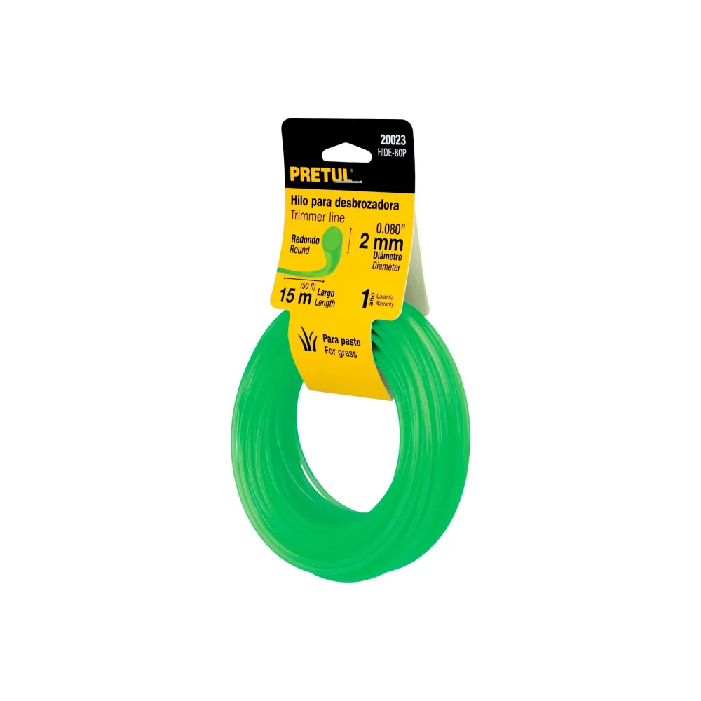 Rollo De Hilo Para Desbrozadora, 2 mm x 15 m, Pretul 20023 para Jardines Grandes