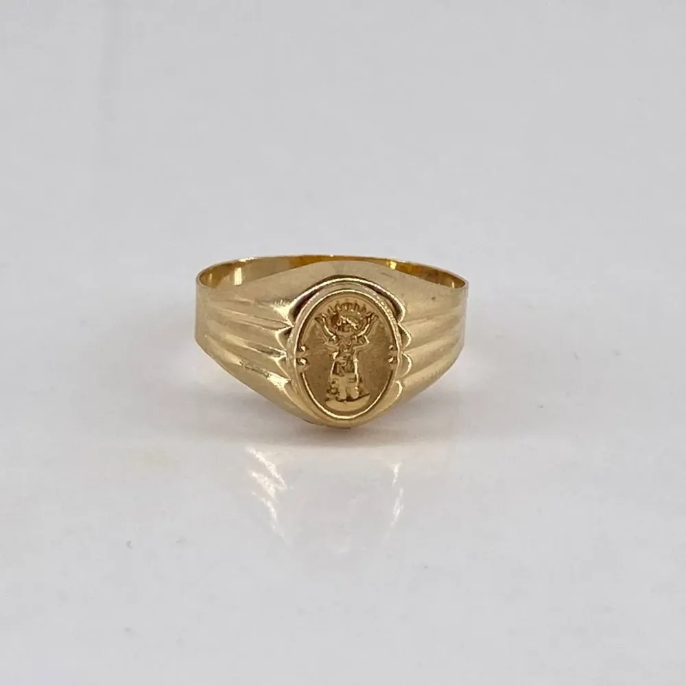 Anillo Sello Divino Niño 1.65gr / T5 1/4 / Relieve Oro Amarillo$ con Filtro UV